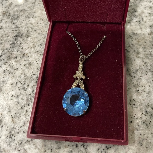 Antique | Statement | Necklace | England | Blue Glass | Art Nouveau | Unmarked - Picture 3 of 10